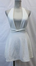 white wrap detail skater dress