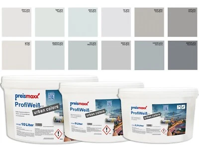 Profiweiß Wandfarbe Innenfarbe Farbe grau matt hohe Deckkraft 2,5L | 5L | 10L - Bild 1 von 2