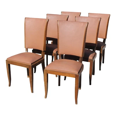 6 french art deco dining chairs set - Image 1 of 4
