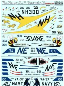 Calcomanía de impresión escala 72-161 - 1/72 para A-7 Corsair Ii, parte 2 (calcomanía húmeda de avión) - Imagen 1 de 12