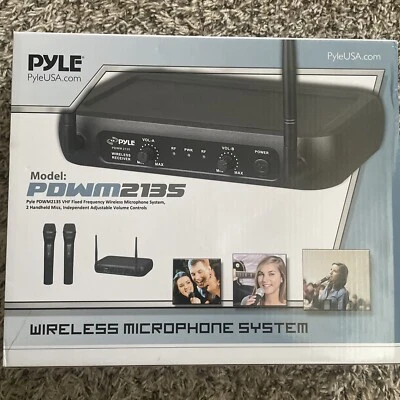 Pyle Channel Microphone System-VHF Fixed Dual Frequency Wireless Set with 2... - Image 1 of 2