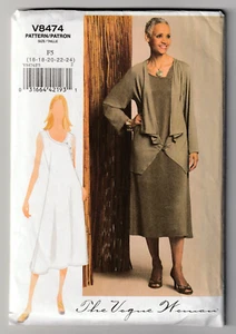 Vogue V8474 Loose Jacket-Lined Dress Size 16-18-20-22-24 Sewing Pattern UNCUT - Picture 1 of 2