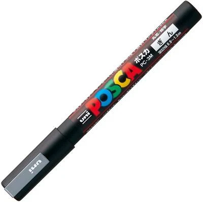 Uni Posca PC3M.26 Water-Based Paint Marker, Fine Point, Silver - Image 1 of 2