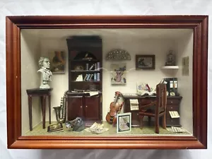 VINTAGE DIORAMA BEETHOVEN MINIATURE MUSIC ROOM BOX, OAK, RARE FIND - Picture 1 of 10