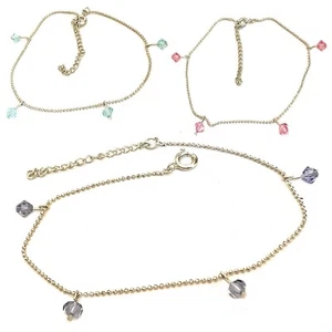 Cavigliera donna con cristalli swarovski bracciale da mare sandalo argento - Foto 1 di 12