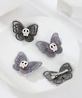 Butterfly Skull Hairpin Hair Clips Goth Lace Hair Clasp Berrets Black