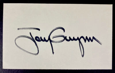 TONY GWYNN SIGNED INDEX CARD Vintage HOF Rookie Era San Diego Padres All Star - Image 1 of 2