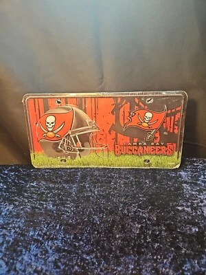 TAMPA BAY BUCCANEERS DOS LOGOTIPOS METAL ROJO/NEGRO MATRÍCULA 6" X 12" NUEVO NFL Foto 1 de 4