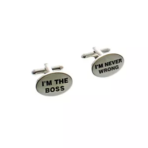 Zac's Alter Ego® I'm Never Wrong/ I'm the Boss Neuheit Manschettenknöpfe in Geschenkbox - Bild 1 von 2