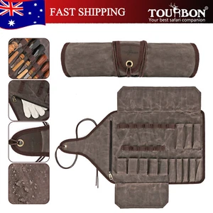 TOURBON Grey Canvas Carving Tools Organizer Roll Bag Storage Holder for Gift AU - Picture 1 of 24