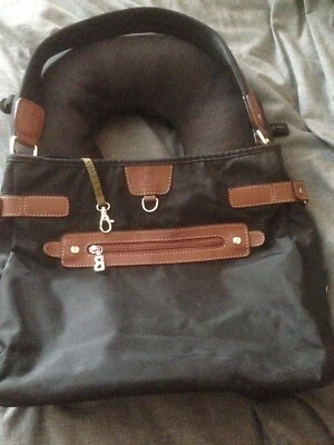 Bolso de Mano BOGNER de Tela y Cuero Shopper de Hombro Tela Negra y Cuero Tostado Foto 1 de 4