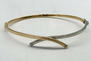 9ct Gold Yellow & White Gold Diamond Ladies Bangle. Goldmine Jewellers. - Picture 1 of 7