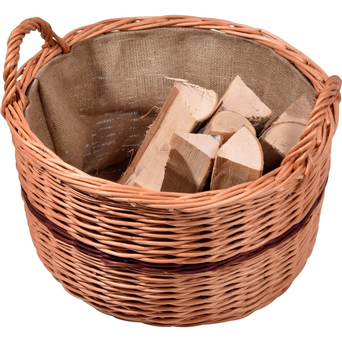Weiden-Kaminholzkorb Mit Jute-Einlage – Natürlicher Holzkorb Für Feuerholz, Handgeflochten In Europa
