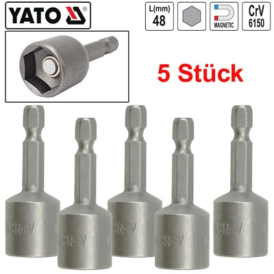 5x Stecknuss Einsatz Steckschlüssel Magnetisch Nuss Bit 1/4" SW 6-13 mm 6-kant - Bild 1 von 3