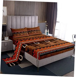 Western Bedding Set Aztec Bed Sheet Set for Boys Girls Kids Full Multi 15 - Picture 1 of 7