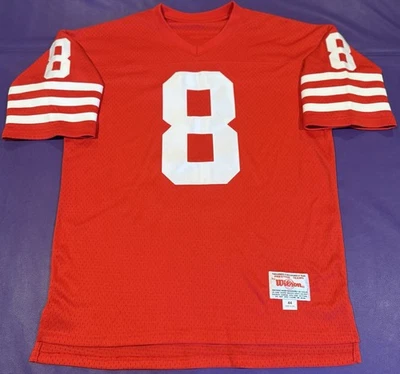 Camiseta deportiva Wilson 44 auténtica de los San Francisco 49ers Steve Young #8 novato en el campo Foto 1 de 4