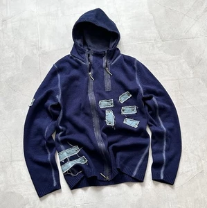 00s Military Painted Zip Hoodie Sweater Patchwork Buzz Ricksons Vibe - Picture 1 of 15