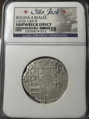 1610-1613 P R Bolivia 4R  Sao Jose Shipwreck 4 Reales Recovery NGC Certified - Image 1 of 3