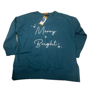 Ellen Tracy Womens Merry + Bright Christmas Crewneck Sweater(GREEN,XXL)NWT - Picture 1 of 2
