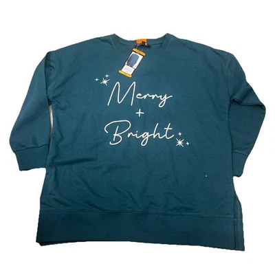 Suéter Ellen Tracy Mujer Feliz + Brillante Navidad Cuello Redondo (VERDE, XXL) NUEVO CON ETIQUETAS Foto 1 de 2