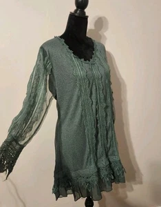 Pretty Angel Vintage Bohemian Most Gorgeous Top Fairy Neu Grün XL transparente Ärmel - Bild 1 von 11