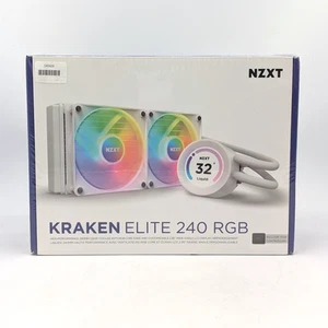 NZXT Kraken Elite 240mm RGB AIO Liquid Cooler w/ LCD Display | White RL-KR24E-W1 - Afbeelding 1 van 6