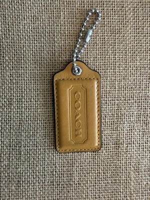2.5" COACH Mustard Yellow Leather Fob Bag Charm Keychain Hang Tag - Image 1 of 3