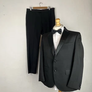 Marks and Spencer 3 Piezas Esmoquin Traje de Cena Para Hombre Negro 42S Chaqueta 36W 31L M&S - Imagen 1 de 24
