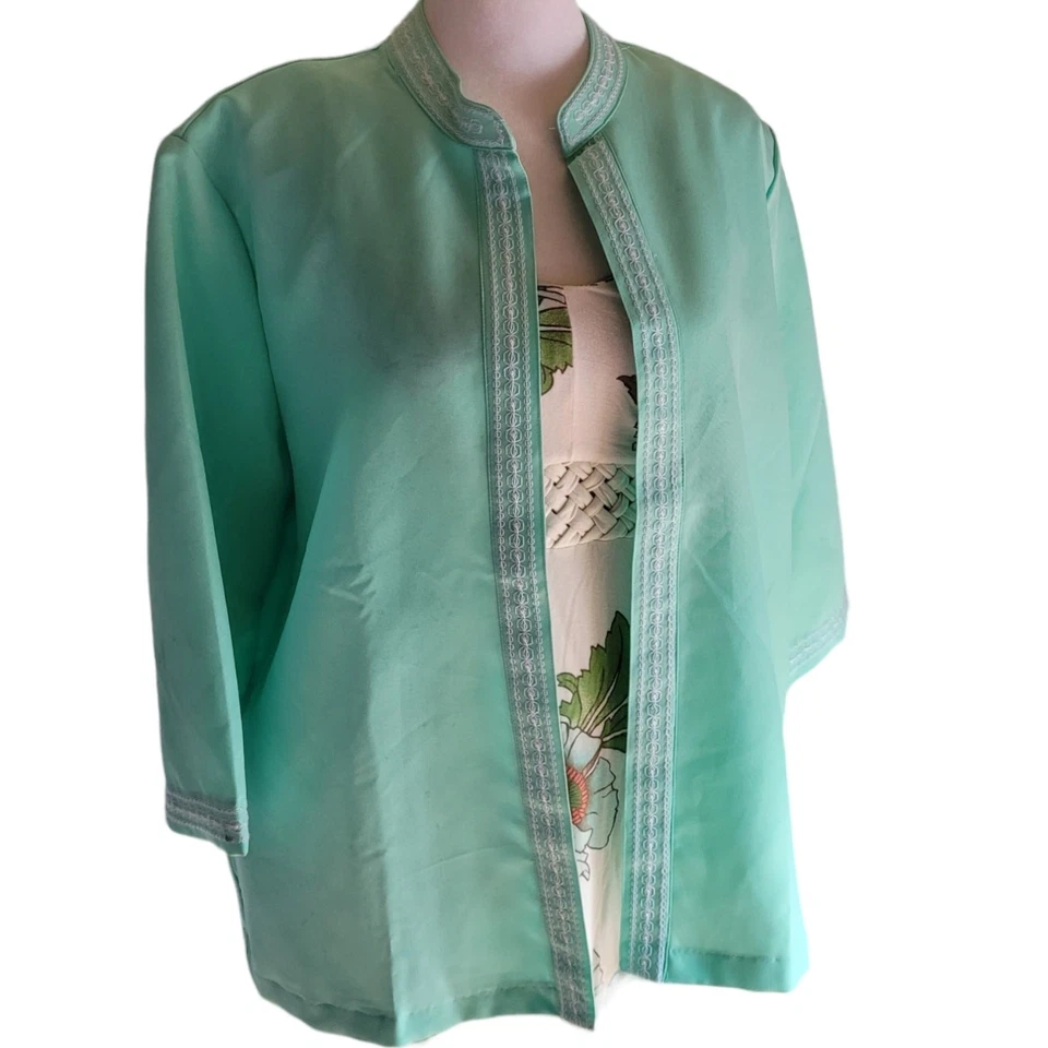 Chaqueta Blazer Vintage Años 80 Adrian Delafield para Haband Verde Menta L Pequeña Retro Foto 1 de 4