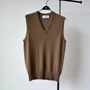 Chaleco de punto de cachemir puro Ballantyne, marrón topo, hecho en Escocia, talla 40 - Imagen 1 de 11