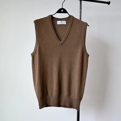 Chaleco de punto de cachemir puro Ballantyne, marrón topo, hecho en Escocia, talla 40 Foto 1 de 4
