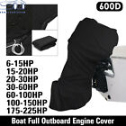 600D Heavy Duty Boat Full Outboard Engine Motor Cover Fit For 6-225HP Black