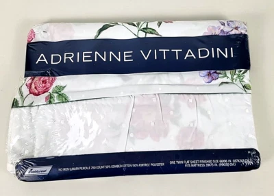 VTG Fieldcrest ADRIENNE VITTADINI - TWIN FLAT - Floral Botanical Bouquet Sheet - Image 1 of 4