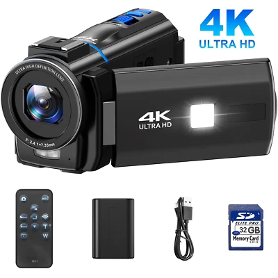 Videocamera 4K touchscreen 48MP videocamera 16X zoom digitale IR fotocamera visione notturna DE - Immagine 1 di 4