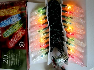 VINTAGE HOLIDAY TIME 20 MULTI-COLOR ROCKY ICICLE MINI LIGHTS - NEW - Picture 1 of 9