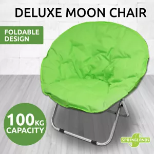 Moon Chair Folding Padded Oval Round Camping Fishing Portable Picnic Green Seat - Picture 1 of 9