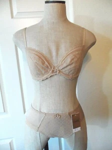 Chantelle C CHIC SEXY Nude 3-Part Plunge UW Bra 34C & Hipster Panty M - Picture 1 of 11