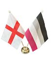 England St George And Asexual Gay Pride Lgbtq+ 9"X6" Table Flags On Gold Base
