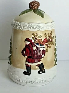 Vintage Mercuries Christmas Ceramic Cookie Jar Santa Snowman Pine Tree/Cone - Picture 1 of 9
