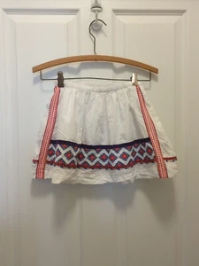 J. Crew Crewcuts Girls White Cotton Skirt Size 6/7 Silver Blue Coral Embroidered - Picture 1 of 4