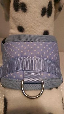 Softgeschirr  Brustgeschirr Hundegeschirr  Halsband XS-M Welpen hellblau getupft - Bild 1 von 4