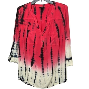 Torrid Harper rote Batik leichte Rollriegel 3/4 Ärmel Boho Bluse Größe 1 - Bild 1 von 6