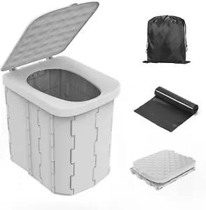 XL Tragbare Campingtoilette für Erwachsene mit Deckel für Reisen Wandern Indoor Outdoor - Bild 1 von 7