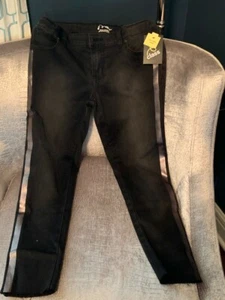 Black Art Class girls jeans with metallic side stripe New 12 plus - Picture 1 of 4