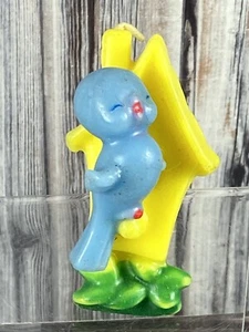 Vintage Gurley Blue Bird w/ Yellow Birdhouse Candle Unlit - Picture 1 of 2