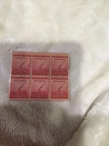 1940 Army Navy 2 Cent Stamps Block Of 6 MNH Original Gum - Picture 1 of 3