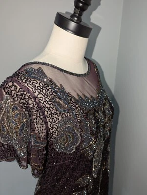 Pisarro Nights purple beaded dress size 8 - Image 1 of 4