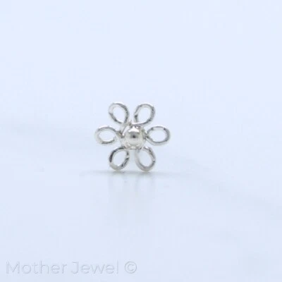 DAISY FLOWER REAL 925 STERLING SILVER BONE ELBOW BENDABLE STRAIGHT NOSE STUD - Изображение 1 из 4