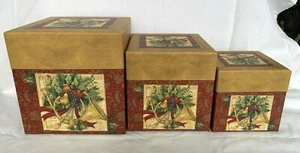 Lang 7-Square Box Set Susan Winget “Joy To The World” Nesting Set of 3 - Picture 1 of 10