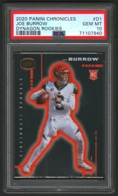 JOE BURROW 2020 CHRONICLES DYNAGON RC #D1 PSA 10 GEM MINT! BENGALS NFL LSU #9 ** - Image 1 of 2